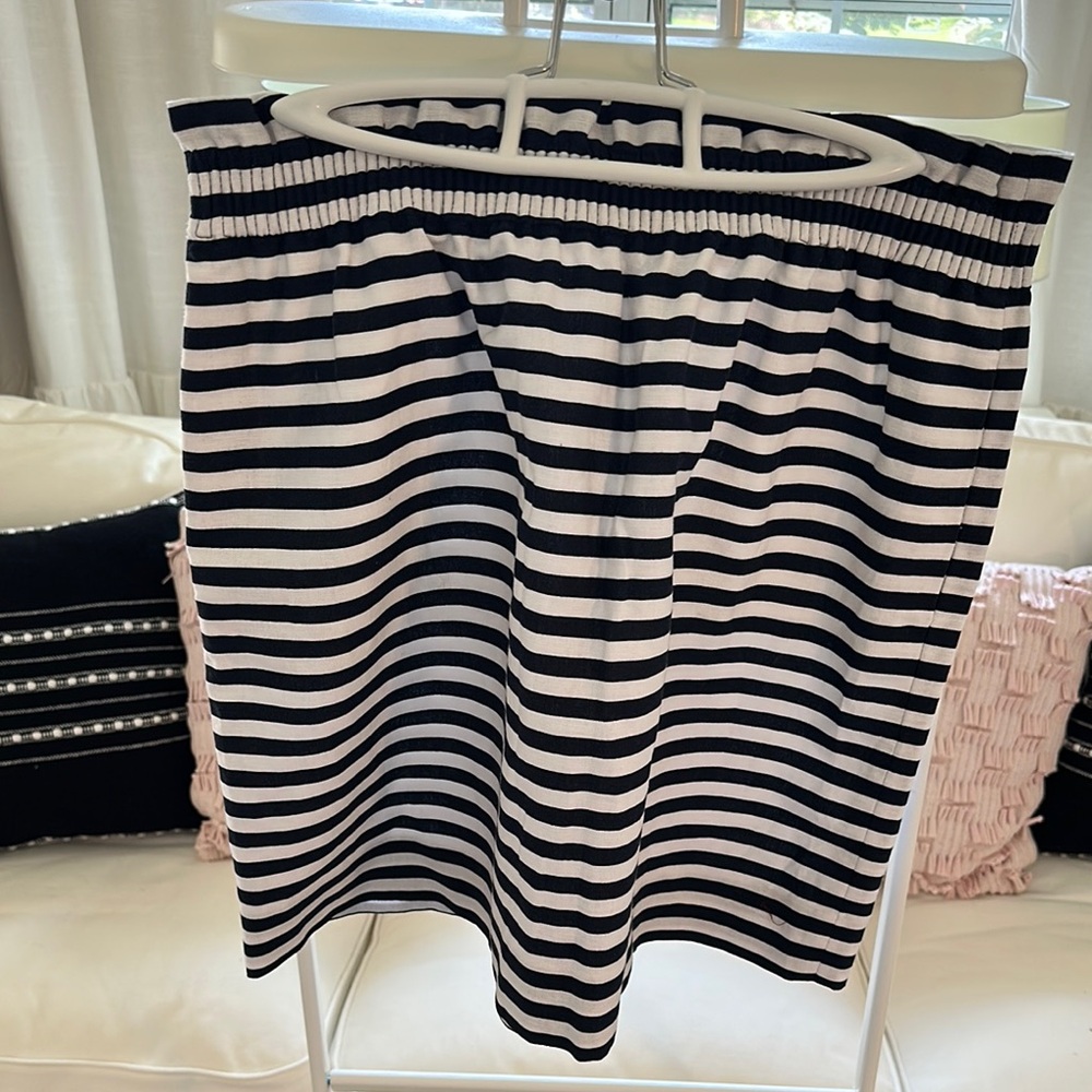 J. Crew Factory White and Blue Ribbed Pencil Skirt